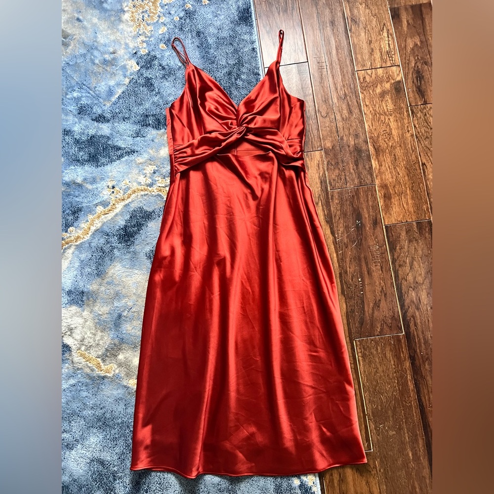 Nine West Cut Out Satin Slip Dress
